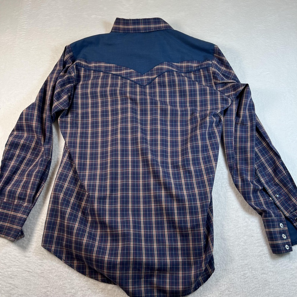 Vintage Kenny Rogers Shirt Mens Large Blue Plaid Western Snap Long Sleeve USA - Picture 6 of 8
